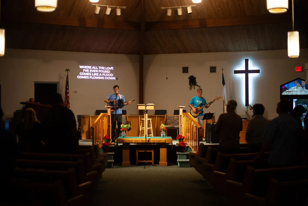 The Way church family worshipping in the sanctuary