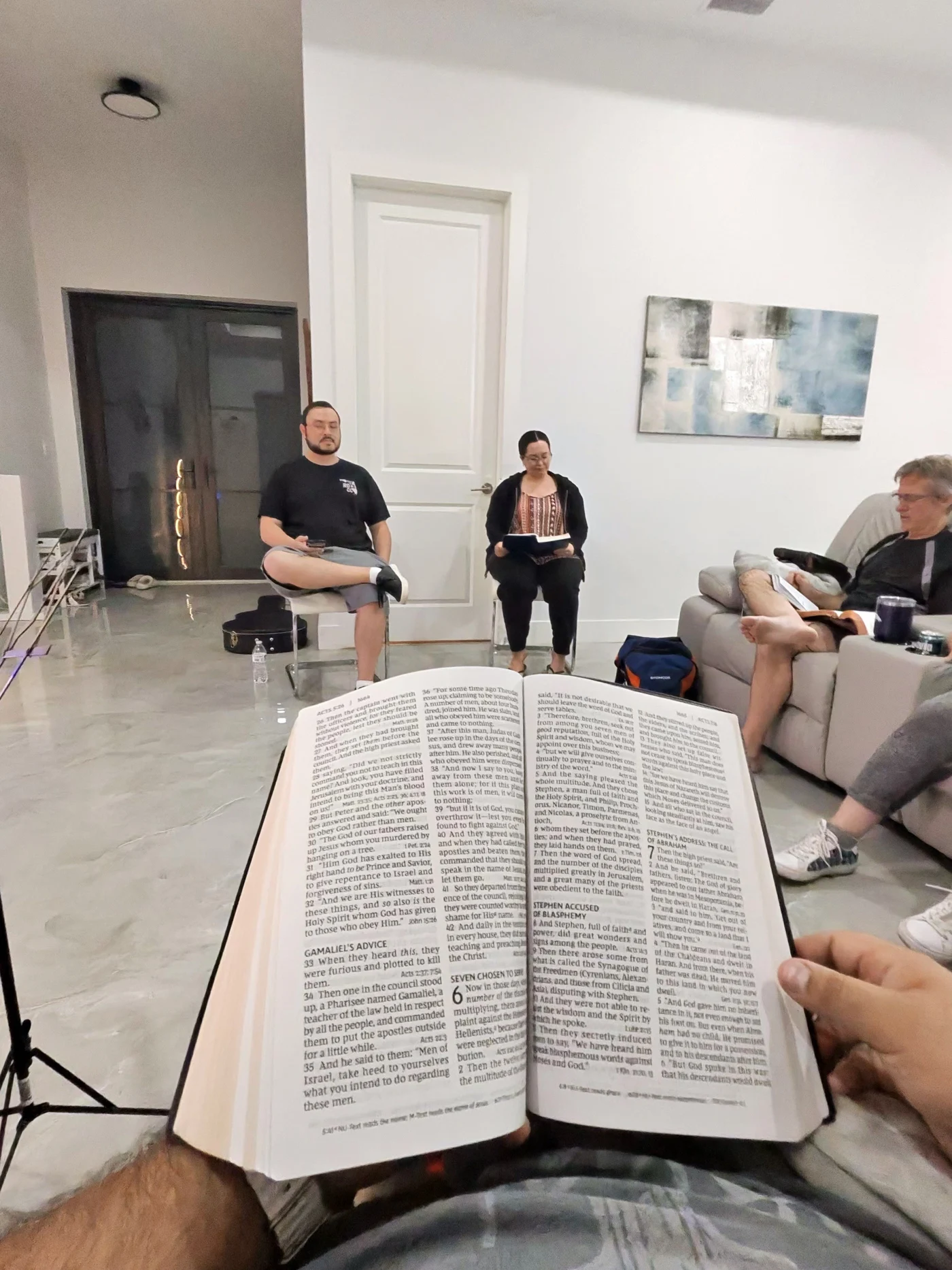 The Way church family studying the Bible together